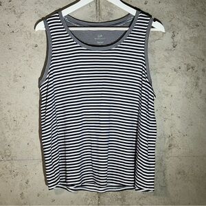 J.Jill Black and White Striped Tank Top